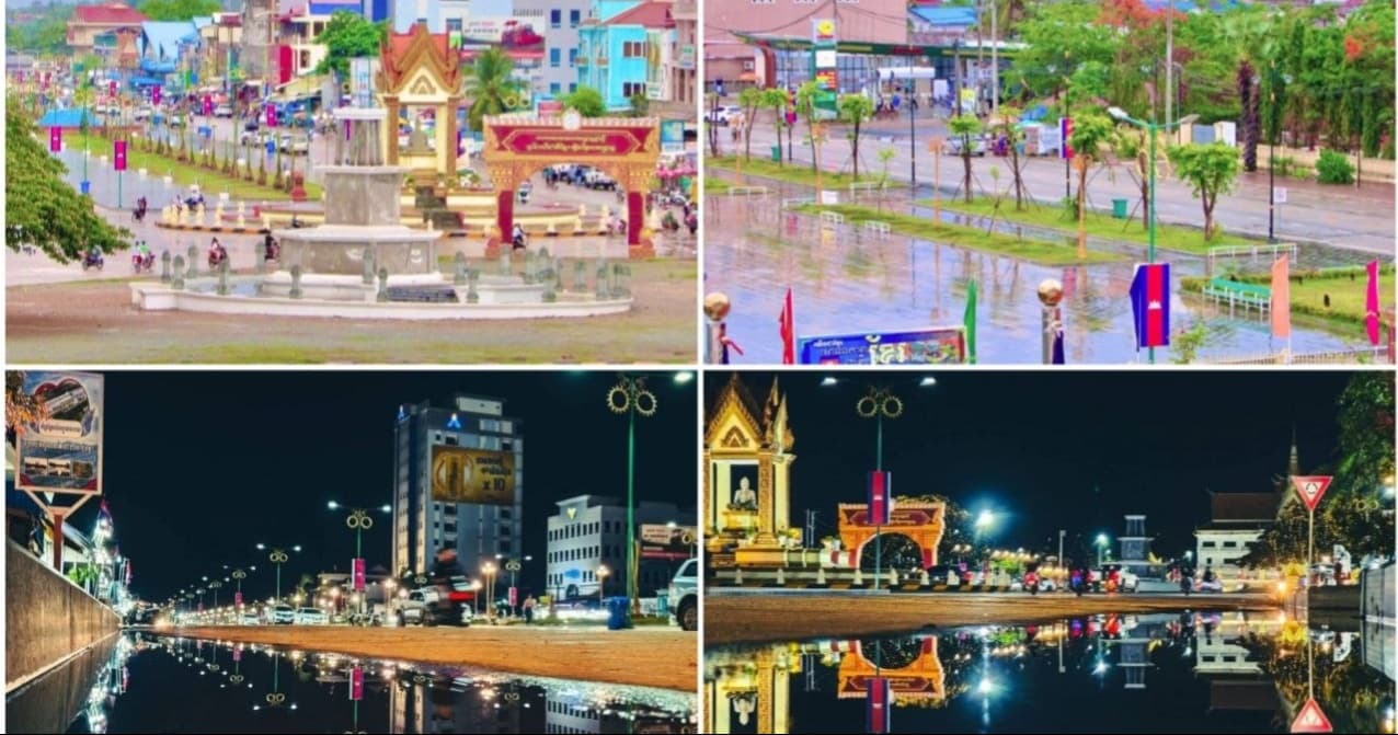 ស្ទឹងត្រែង សម្រស់ទីក្រុងបៃតង និងពន្លឺពណ៌រស្មីឆ្លុះដងវិថី